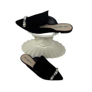 Karl Lagerfeld Paris Nola Size 8M  38.5 B Embellished Mules Rhinestones Pearls